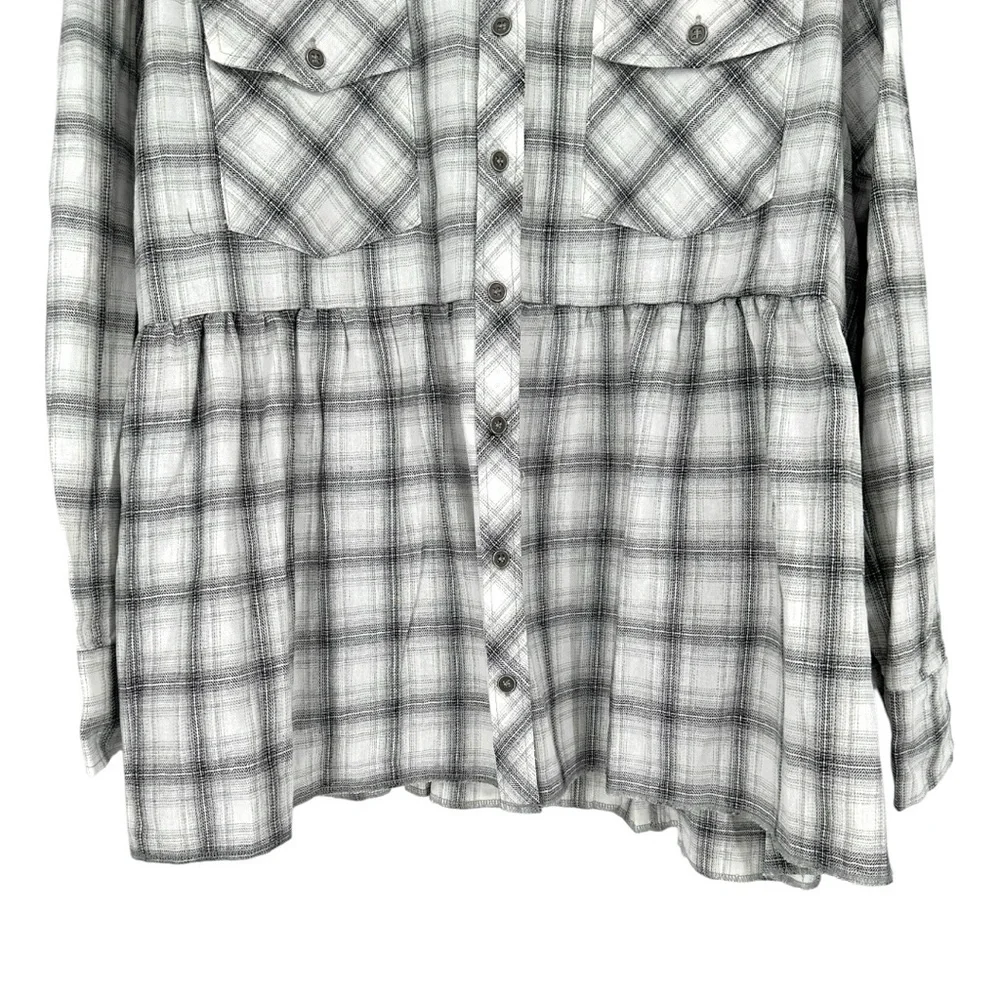 Heyson Make your Mark Top size 1X Plaid Long Sleeves Babydoll NWT